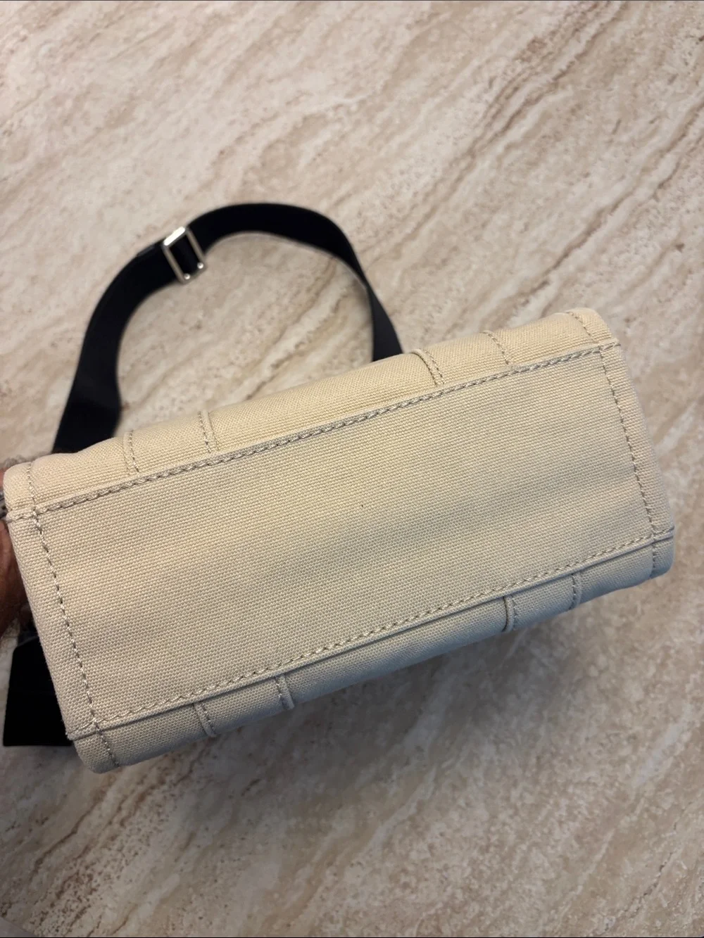 Marc Jacobs Small Beige Canvas 'The Tote Bag' with Black Strap - Picture 4 of 12